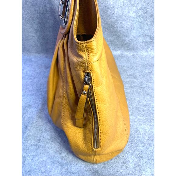 B. Makowsky Kayla Peach Leather Shoulder Bag, Y2K Large Handbag Leopard Interior - Picture 4 of 13